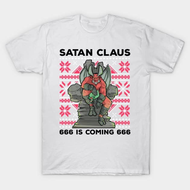 Ugly Christmas Satan Satanic Santa Devil Gothic Occult Goth T-Shirt by TellingTales